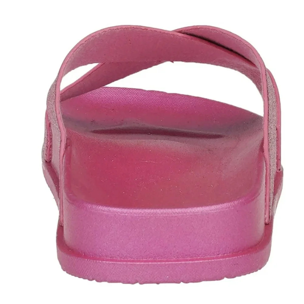 Rampage Fuschia Glitter Criss Cross Flat Slide Sandals Size 13/1